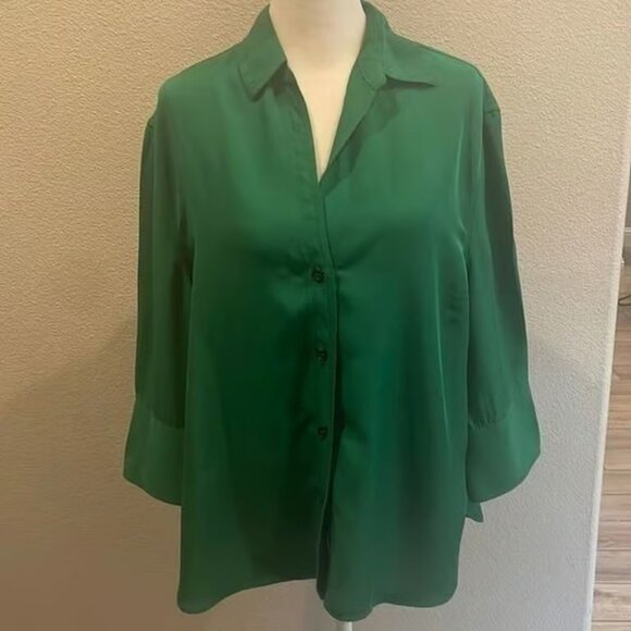 Zara Basic Button Down Long Sleeve Blouse Size M - Picture 1 of 3